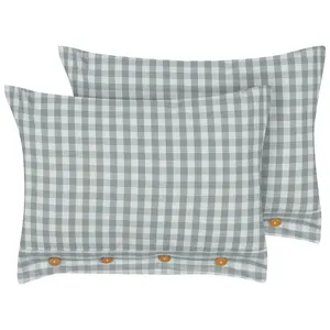 Set of 2 Cushions TALYA 40 x 60 cm Checked Mint Green