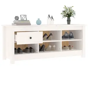 Shoe Cabinet White 110x38x45.5 cm Solid Wood Pine