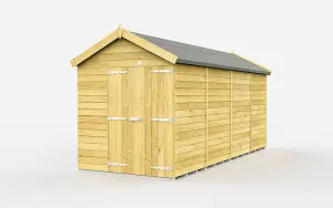 6 x 15 Feet Apex Shed - Double Door Without Windows - Wood - L454 x W175 x H217 cm