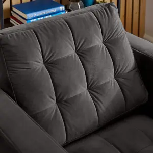 Furniturebox UK Jolene Dark Grey Velvet Armchair