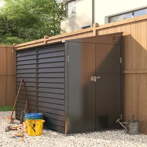 8.8 x 4.7 ft Pent Metal Garden Storage Shed Lean to Shed Motorcycle Shed with Lockable Door,Charcoal Black