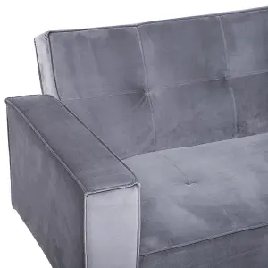 Beliani Retro Sofa Bed VISNES Grey Velvet