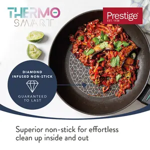 Prestige Thermo Smart Black Round Aluminium Induction Hob Suitable Non-Stick Saucepan Set Pack of 3