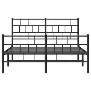 Berkfield Metal Bed Frame with Headboard and Footboard Black 135x190 cm