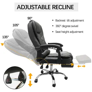 Alivio Office Massage Chair 360 Degree Swivel Recliner Chair, Footrest Adjustable Lumbar 8-Point Vibrating Massage Chair - Black