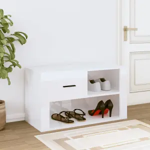 Berkfield Shoe Cabinet High Gloss White 80x35x45 cm Engineered Wood