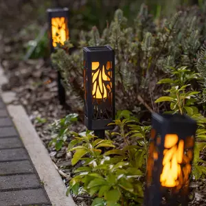 Leber Black Low Voltage Solar Powered Integrated LED Pathway Lights Kit (Set of 6)