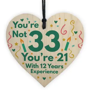 Red Ocean Funny Birthday Gifts For Women Novelty 33rd Birthday Gift For Men Wooden Heart Sign Funny Birthday Card