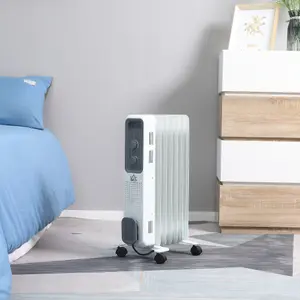 HOMCOM Oil Filled Radiator Portable Space Heater W/ 7 Fin, 3 Heat Settings