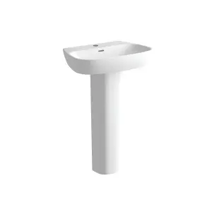 Standon Gloss White D-shaped Floor-mounted Full pedestal Basin (H)86cm (W)60cm