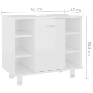 Berkfield Bathroom Cabinet High Gloss White 60x32x53.5 cm Engineered Wood