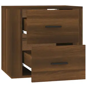 Berkfield Wall-mounted Bedside Cabinet Brown Oak 50x36x47 cm