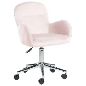 Beliani Scandinavian Desk Chair Velvet Pink PRIDDY