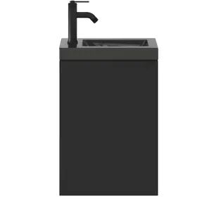 GoodHome Imandra Matt Black Single Wall-mounted Bathroom Cloakroom unit (H) 550mm (W) 440mm