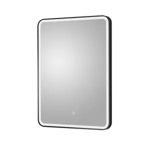 Rectangular LED Illuminated Touch Sensor Framed Mirror with Demister, 700mm x 500mm - Black