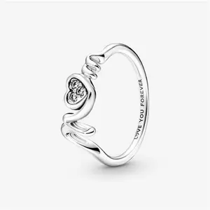 Pandora Mum Pavé Heart Ring - Sterling Silver / Cubic Zirconia - Sz. 48