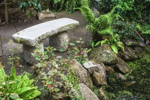 Superb Rustic Stone Carved Garden Bench