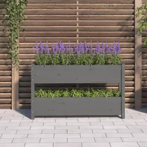 Berkfield Planter Grey 112x25x66 cm Solid Wood Pine