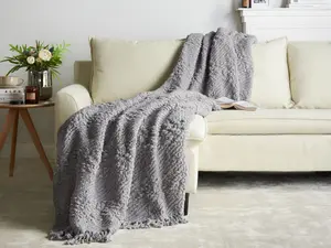 Blanket VELLA Cotton 200 x 220 cm Grey