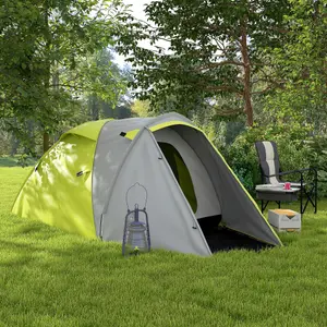 Outsunny 2 Man Camping Tent with Living Area, 2000mm Waterproof, Yellow