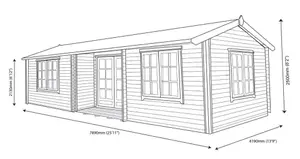 Shire Elveden Toughened glass & 3 windows Apex Wooden Cabin with Felt tile roof