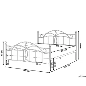 Metal EU Double Size Bed Black ANTLIA