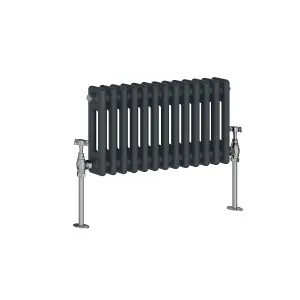 Rinse Bathrooms Traditional Radiator Anthracite Horizontal Double Column Cast Iron Grey Radiators 300x605mm