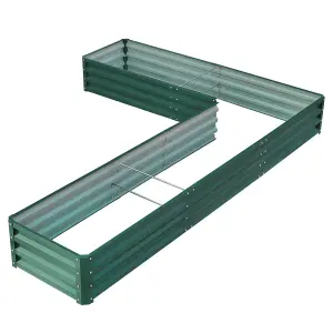 Dark Green Outdoor Metal L Shaped Raised Garden Bed Corner Seed Bed L 207 cm x W 277 cm