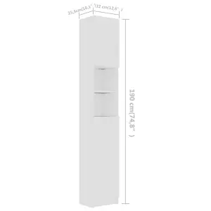 Berkfield Bathroom Cabinet White 32x25.5x190 cm Engineered Wood