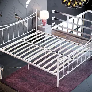 Vida Designs Paris White 5ft King Size Metal Bed Frame, 200 x 150cm