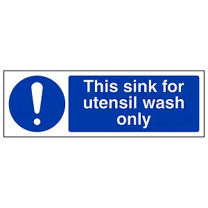 Sink For Utensil Wash Only Catering Sign - Adhesive Vinyl 300x100mm (x3)