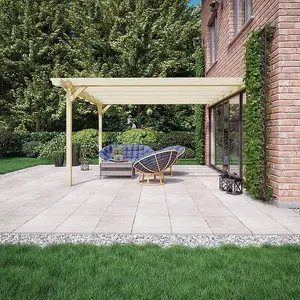 Wall Mounted Double Garden Pergola - Wood - L180 x W180 x H270 cm - Light Green