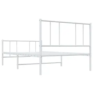 Berkfield Metal Bed Frame with Headboard and Footboard White 100x200 cm