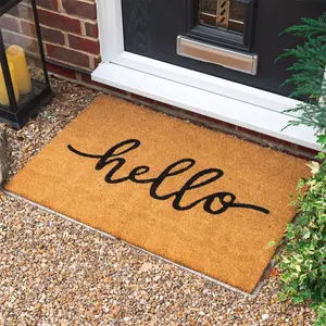 Nicola Spring - Coir Door Mat - Hello 1.6cm H x 90cm L x 60cm W