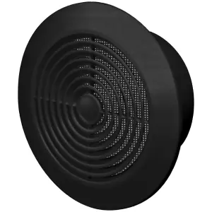 4-inch / 100 mm Circular Ceiling Mounted Air Vent Grille Cover, Round Ventilation Extract/Supply Valve Diffuser (Black)