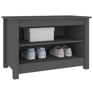 Berkfield Shoe Bench Grey 70x38x45.5 cm Solid Wood Pine