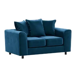 Brooklyn Plush Velvet Fabric Sofa Set 3 and 2 Seater sofa Foam Blue