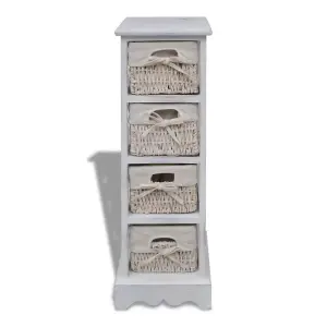 Berkfield Wooden Storage Rack 4 Weaving Baskets White