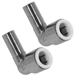 SPARES2GO Radiator Valve Reducing Elbow Stem Compression Chrome 15mm x 15mm Pushfit x 2