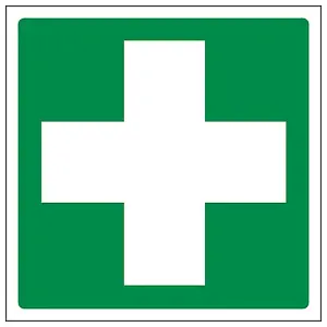 First Aid Logo Health Safety Sign - Rigid Plastic - 150x150mm (x3)