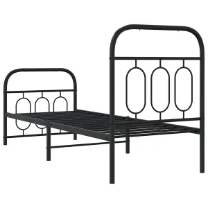 Berkfield Metal Bed Frame without Mattress with Footboard Black 75x190cm