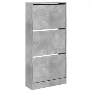 Berkfield Shoe Cabinet Concrete Grey 60x21x125.5 cm Engineered Wood