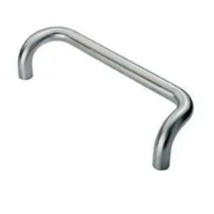 2x Cranked Pull Handle 325 x 25mm 300mm Fixing Centres Satin Stainless Steel