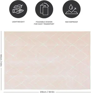 Large Garden Outdoor Rug For Patio, Pink & Cream Chevron Waterproof Garden Rug 160 x 230cm