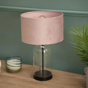 Glass Desk Lamp Black / Blush