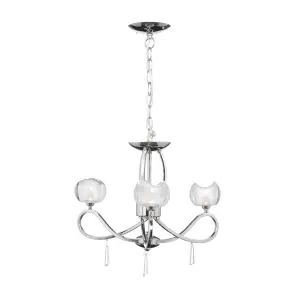 Litecraft Marta Chrome 3 Lamp Glass Ceiling Pendant Light