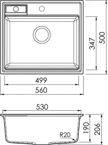 Clearwater Composite Granite Quarex Kameo-x Smart Single Bowl & Drainer Steel (Grey) Inset Kitchen Sink - KAMS125ST