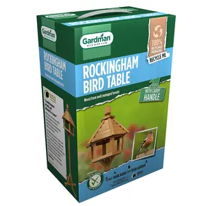 Gardman Wooden Rockingham Bird Table Free Standing House Feeder Hexagonal Roof