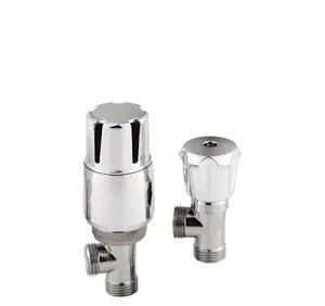 Angled Thermostatic Radiator Valves, Sold in Pairs - Chrome