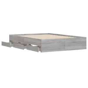 Berkfield Bed Frame with Drawers without Mattress Grey Sonoma 120x190 cm Small Double